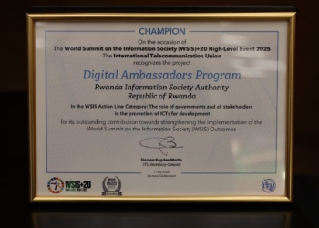 U Rwanda rwatsindiye igihembo mpuzamahanga cya WSIS+20 Champion kubera Digital Ambassador Program yahuguye abaturage miliyoni 3.2
